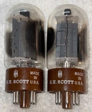 Matched Pair GE HH Scott 7581 Tubes Dual Side D Getter Brown Base Amplitrex NOS
