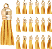 100 StüCk 38X10Mm Gold Leder Quasten AnhäNger Mit Gold Metallkappen FüR Handtasc
