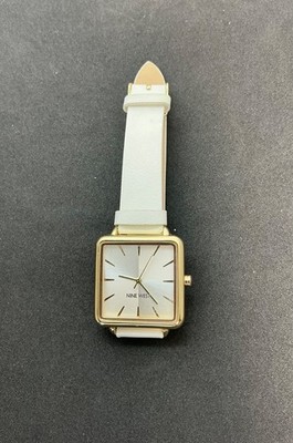 Nine West ladies watch Tank with a white leather band