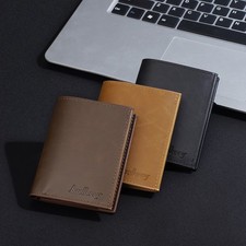 New Mens Leather Trifold Wallet ID Window Credit Card Case Holder Slim Purse