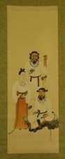 JAPANESE HANGING SCROLL ART Painting Figures #E8467