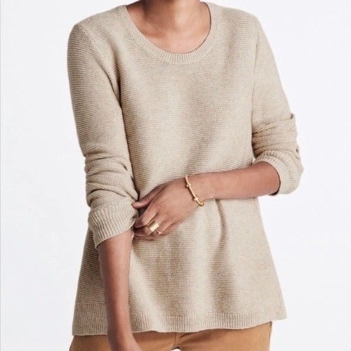 Madewell Riverside Texture Sweater Cream Relaxed Pullover Cotton Blend Size XS