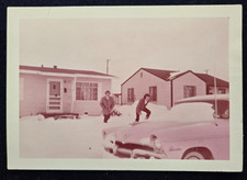 Amarillo Texas Snow Storm Street Vintage Car Photograph  1956