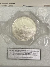 Franklin Mint NCS Coin Medal Paul Revere’s Ride 128th Sterling Silver Proof NIB