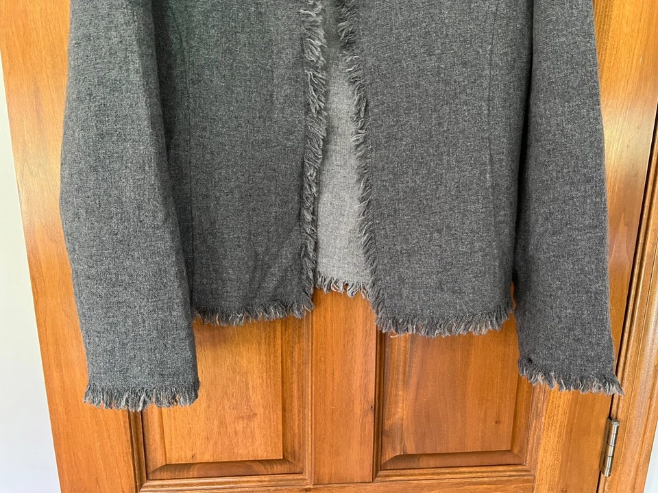 Lafayette New York 148 Frayed Edge Gray Wool Blend Blazer Jacket EUC 10 - Image 4 of 4
