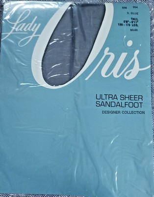 Lady Oris Pantyhose Tall  S.Blue Ultra Sheer Sandalfoot NEW Designer 5'8''- 5'11''