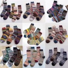5 Pack Men Wool Blend Crew Socks Warm Thick Casual Sport Soft Design Boot 7-11