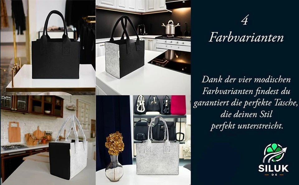 SILUK Filztasche Einkaufstasche Tasche Filz Shopper 35 x 20 x 28 cm viele Farben - Bild 2 von 4