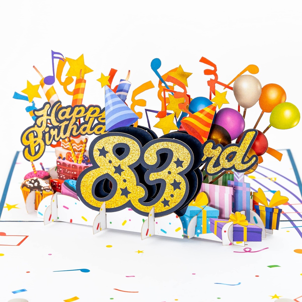 Happy 83rd Blue Birthday 3D Pop Up Greeting Card – Awesome 83