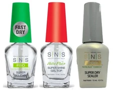 SNS Dip Liquid Nutri-Plus - Super Gel Base (Fast Dry),Sealer Dry & Shine Gel Top