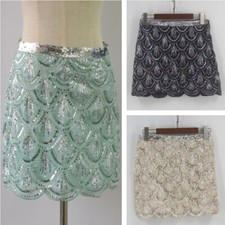 Gonna Corto Slim Fit In Lurex Con Paillettes Lucide Per Festa E Club
