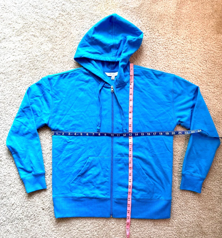 Real Comfort by Chadwicks Blue Light Weight Zipup Dropped shoulder Hoodie Small - Image 3 of 4
