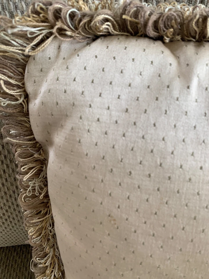 NEW Luxury Gold Throw Pillow 20x20 Silk & Poly Decorative Accent Pillow w/Fringe - Image 2 of 4
