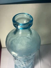 Vintage Italian Mid Century Large Blue Embossed Glass Wine Jug 15" Tall