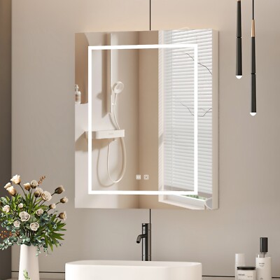 Bathroom Mirror Cabinet with Shaver Socket Demister 3 LED Light Storage ...