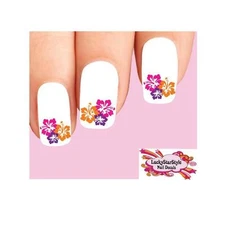 Waterslide Flower Nail Decals Set of 20 -  Hawaiian HIbiscus Flowers
