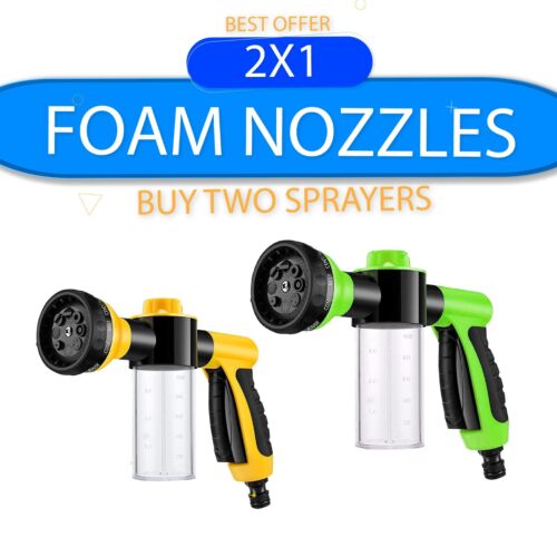 Foam Sprayer Gun Kit, Pressure Nozzle for Car Wash, Pet Shower (Yellow & Green)