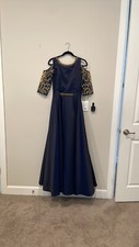 Navy blue golden embroidered Gown 