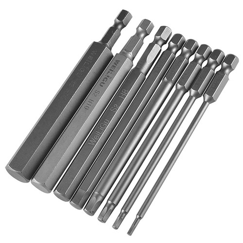 3/5 Pcs Hex Key Allen Bit Set Extra Long 100-300mm Impact Driver Drill 1/4" Bits - Picture 11 of 48