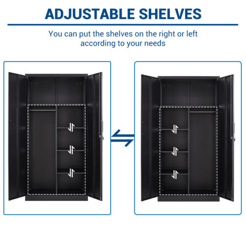 72” Tall Steel Wardrobe Storage Closet Cabinet Clothes Organizer for Bedroom - Picture 24 of 32