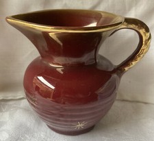 Vintage Ceramic Oxblood Red With Gold Lustre And Stars Jug Pitcher 328/12