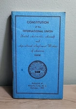 Vintage UAW Booklet Constitution of International Union Atlantic City NJ 1959