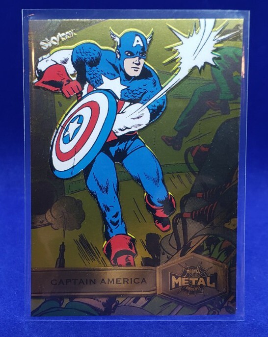 CAPTAIN AMERICA SP Yellow 2021 SKYBOX MARVEL METAL UNIVERSE SPIDER-MAN #116 HIGH