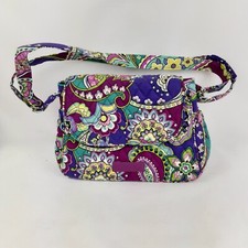 Vintage Verra Bradley Medium Flap Crossbody Heather Purple Multi-Color Purse