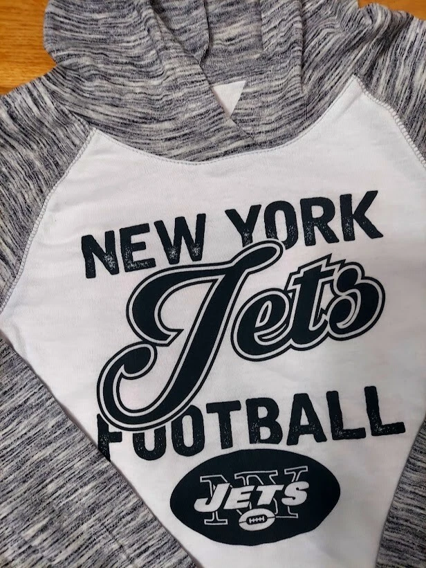 Niñas NFL Gris/Blanco NEW YORK Jets Ligero Sudadera con Capucha Med 7/8 Nuevo Foto 3 de 4