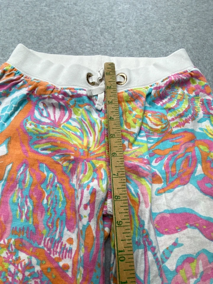 Pantalones Lilly Pulitzer Niñas Lino Pierna Ancha Grandes 8-10 Coral Reef Multicolor Foto 3 de 4