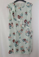MNG Suit Mango Ladies Soft Pastel Green Chiffon Ruffle Dress Size 10 Open Back