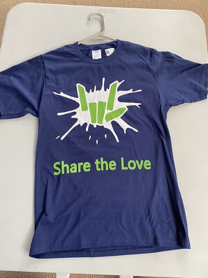 Share The Love Teens And Adult Size Small Navy Blue Splat Design Tshirt