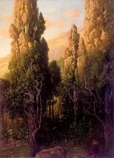 Oil painting Adolf Eduard Storck - a rest in the woods autumn landscape canvas