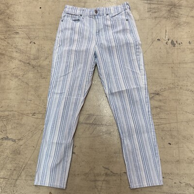 American Eagle Womens Jeans Size 6 28x27 Mom Jeans Stripe Blue White
