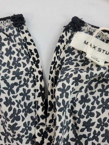 Max Studio blouse top shirt womens XS A711D33 IVBKSHPY black white $98 ladies - Picture 9 of 9