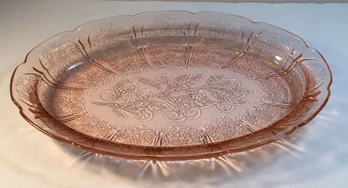 Jeannette Cherry Blossom Pink Depression Glass 11" Oval Serving Platter