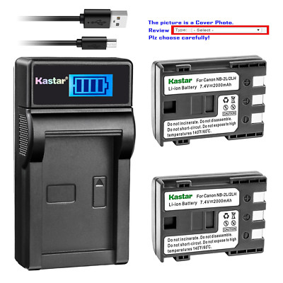 Kastar Battery Charger Canon NB-2L Elura 40 50 60 65 70 80 85 90 EOS 350D 400D