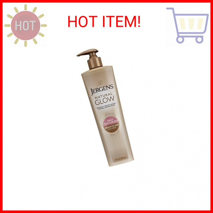 Jergens Natural Glow 3-Day Self Tanner for Medium to Deep Skin Tone, 10 oz