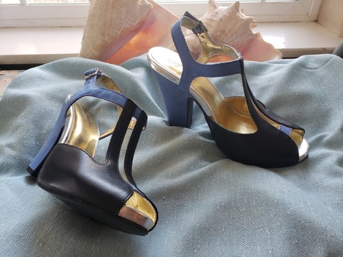 Seychelles Women's Dress Heels Shoes Leather & Suede Blue/Black Size 6 1/2 Party - Picture 4 of 12