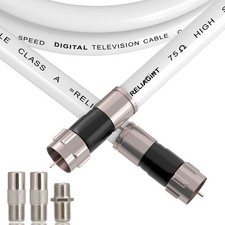 RELIAGINT 35ft RG6 Coaxial Cable White, 75 Ohm Coax with F 35 FT, White 