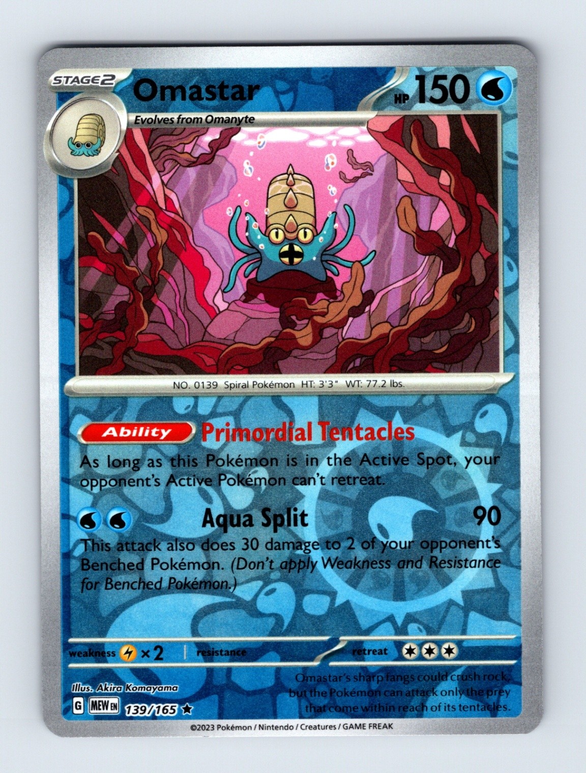 Omastar - Scarlet & Violet 151 139/165 - Reverse Holo - NM - Pokémon TCG