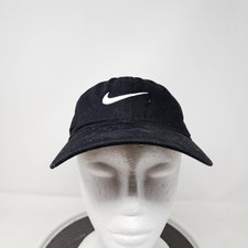 Nike Hat Cap Strap Back Black White Embroidered Swoosh Baseball Just Do It Youth