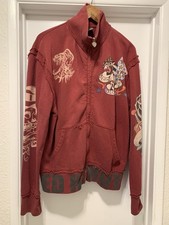 Vtg Ed Hardy Streetwear Zip Sweatshirt Death Or Glory Maroon Sz XL