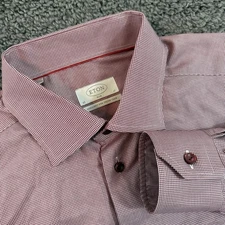 Eton Shirt Mens 43 17 Red Mini Houndstooth Plaid Slim Fit Trunk Club Exclusive