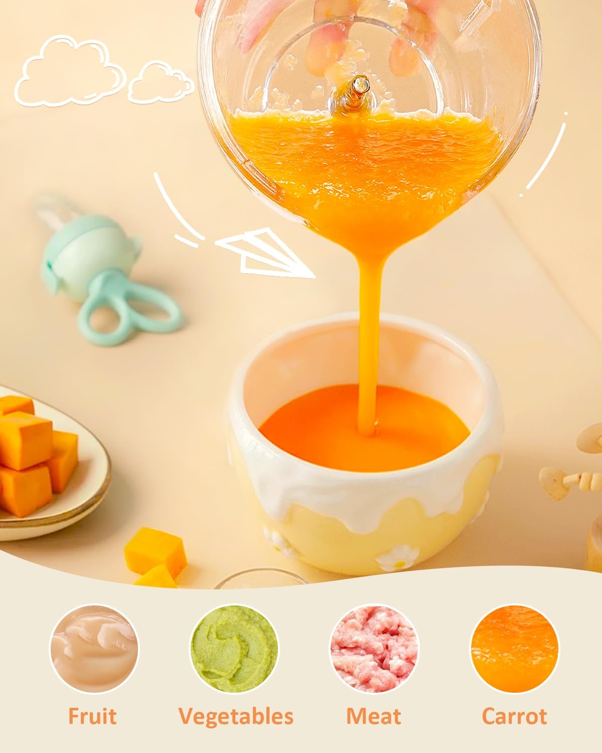 13-in-1 Baby Food Maker, Blender, Containers, Freezer Tray, Silicone Spoons