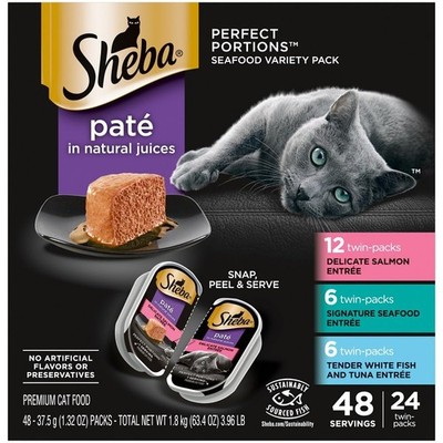 Sheba Perfect Portions Wet Cat Food Pate with Sustainable Salmon, Signature S...