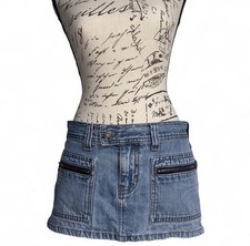 Y2K Abercrombie Fitch Low Rise Denim Mini Skirt Zip Pockets 2000s Skirt Size 0