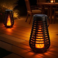 AußEnleuchte Solarlampe Laterne Feuereffekt HäNgelampe Gartenleuchte Led 2Er Set