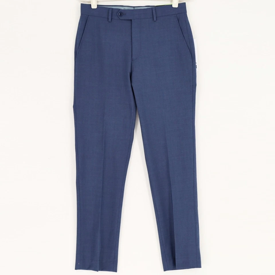 Bar III Para hombres Azul Sólido Mezcla de Lana Traje Ajustado Pantalones de Vestir Talla 30W 30L Foto 2 de 4