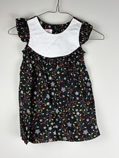 Ricrac and Ruffles Dress Girls 4T Black Christmas Lights Cotton Monogram NWOT